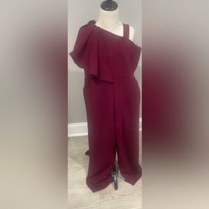 Rare Editions Burgundy One-Shoulder Bodysuit